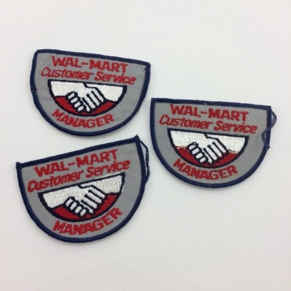 3 Vintage Walmart Customer Service Manager Embroidered Patches Iron On Hands